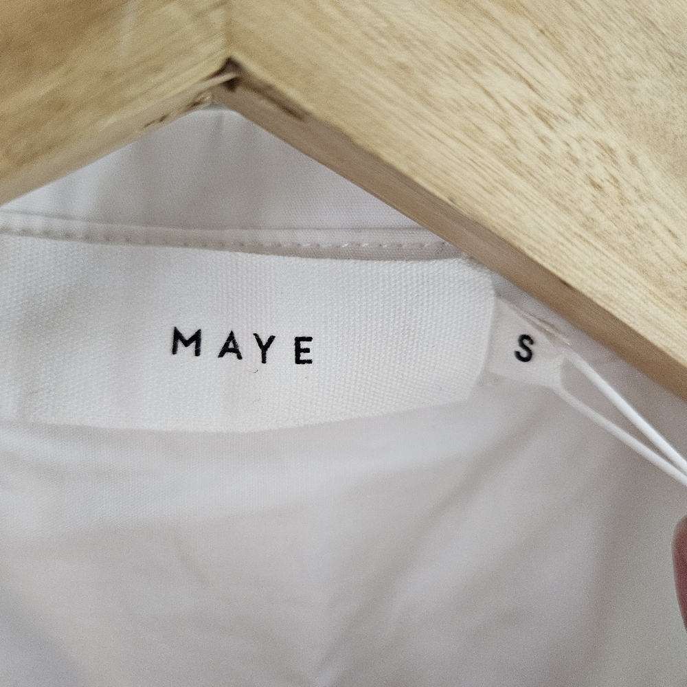 Maye Gracie Shirtdress Midi Maxi Dress White Cotton Cap Sleeves S Small NWT - Picture 5 of 12